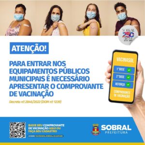Prefeitura de Sobral passa a exigir comprovante de vacina para quem desejar entrar em prédios públicos