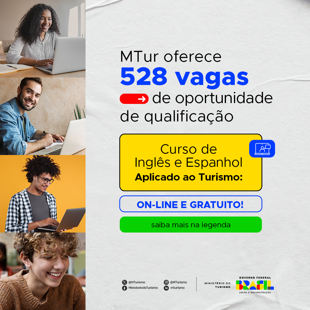 Ministério do Turismo abre 528 vagas em cursos de inglês e espanhol ...